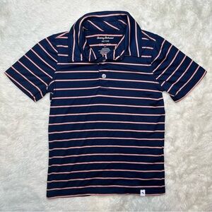 Tommy Bahama Polo Shirt Blue and Pink Striped Size 6
